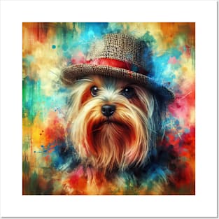 Cute Yorkshire Terrier Splash Art Posters and Art